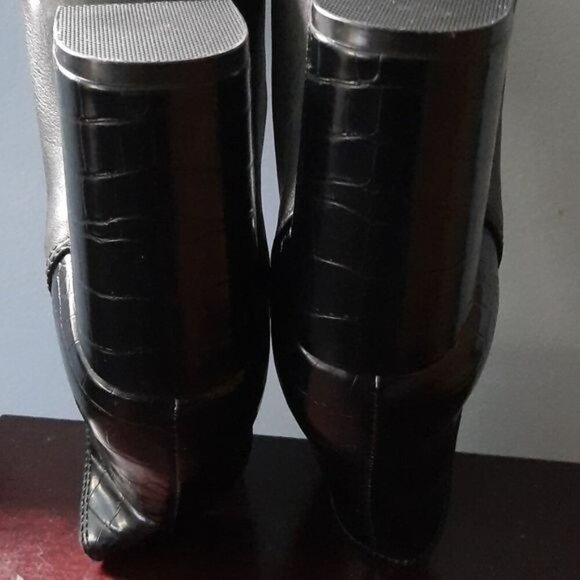 Steve Madden Black Rookie  Leather Upper Crocodile Print 3 Inch Heel Size 8.5 - Picture 10 of 12